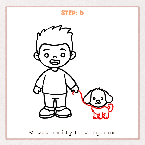 how to draw a man with a dog - Step 6